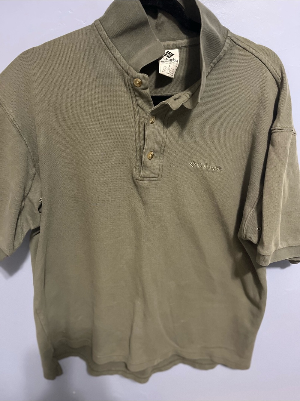 Columbia Men's Polo Shirt Olive Green Short Sleeve